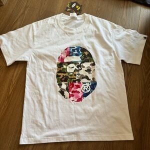 Bape White Printed Short-Sleeved T-Shirt